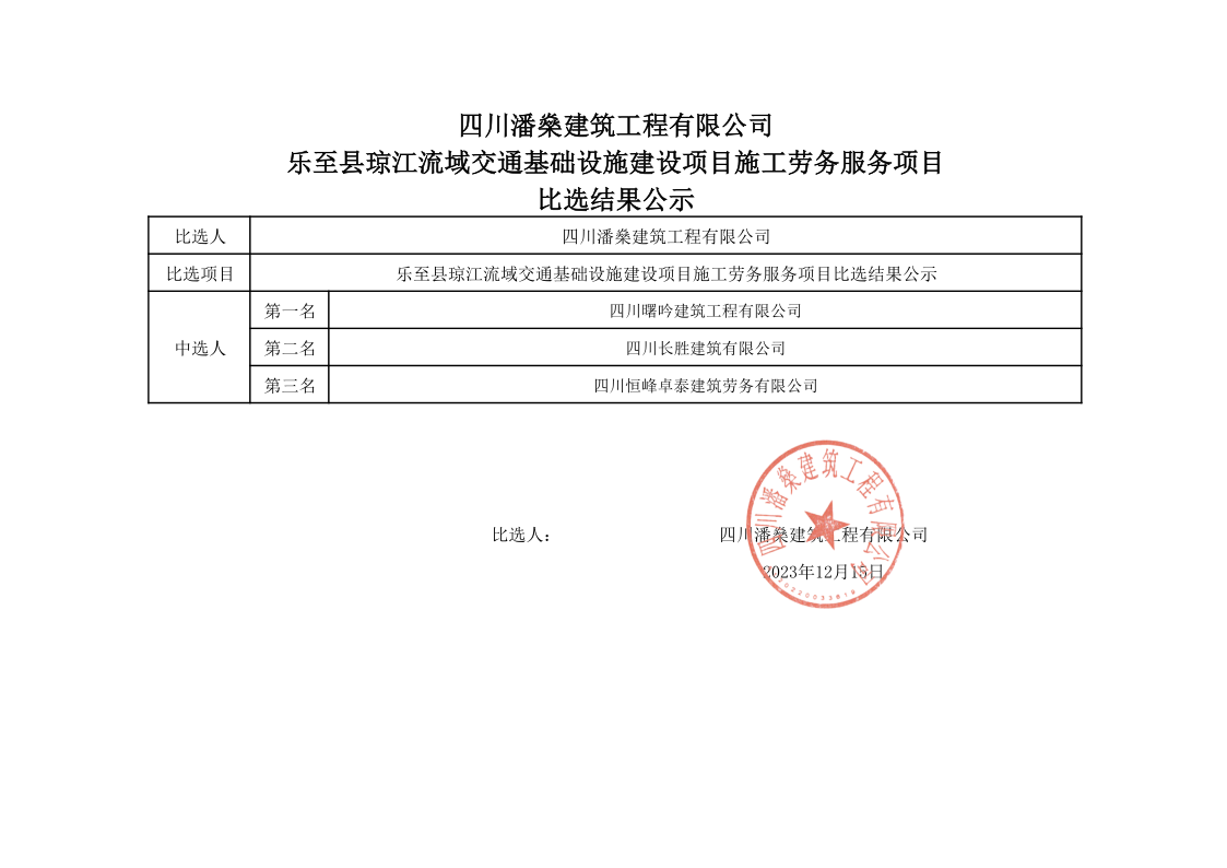 乐至县琼江流域交通基础设施建设项目施工劳务服务比选结果公示_1